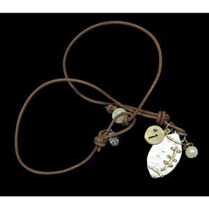 Crave Football Metallic Pendant Necklace With Charm Accents